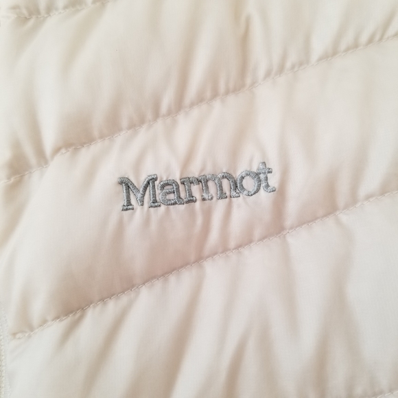 🌸 Marmot Off-White Ivory Pearl 800 Down Fill Vest Jacket Coat Size Medium M - Picture 5 of 15
